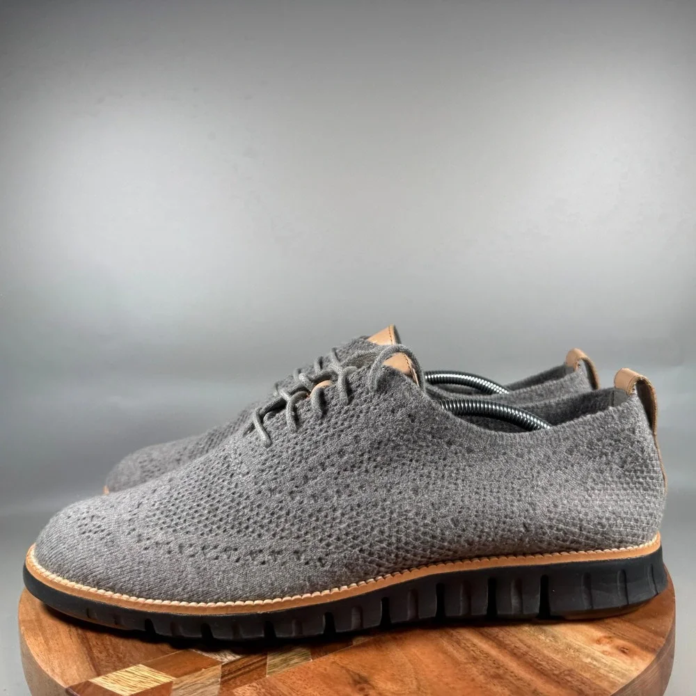 Cole Haan Zerogrand Wingtip Oxford Gray Wool Knit Shoes C28892 Mens 12M